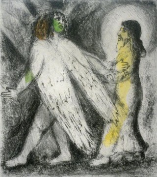 Marc Chagall Painting - Ángel líder Elías contemporáneo Marc Chagall